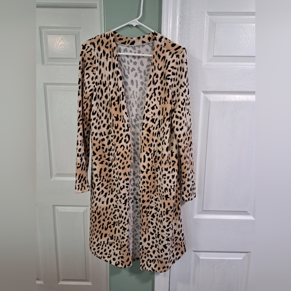 Leopard long sweater cardigan.